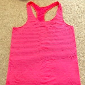 Neon Pink striped Under Armour tank no tag sz L